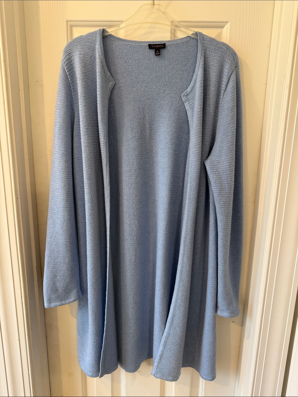 Talbots Light Blue Open-Front Long Cardigan